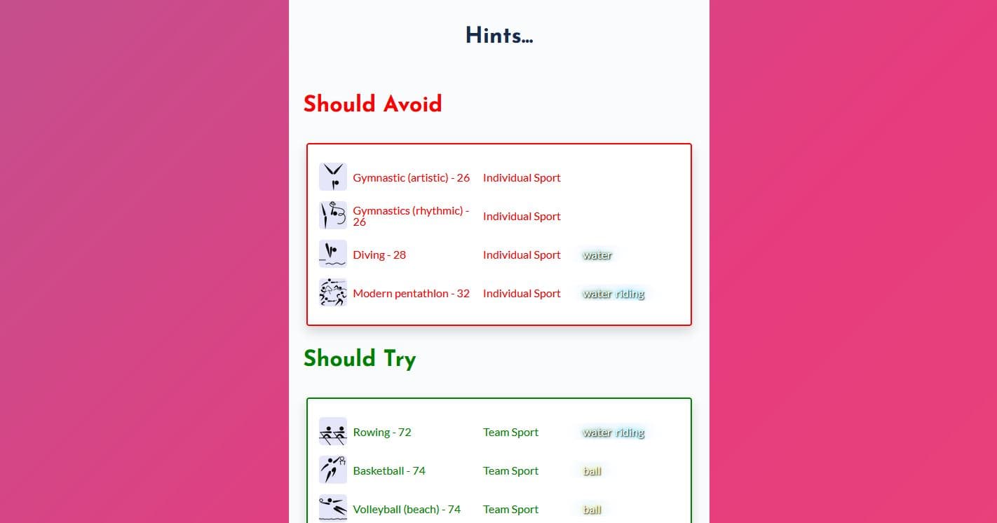 Screenshot of Athletes project - slide 2