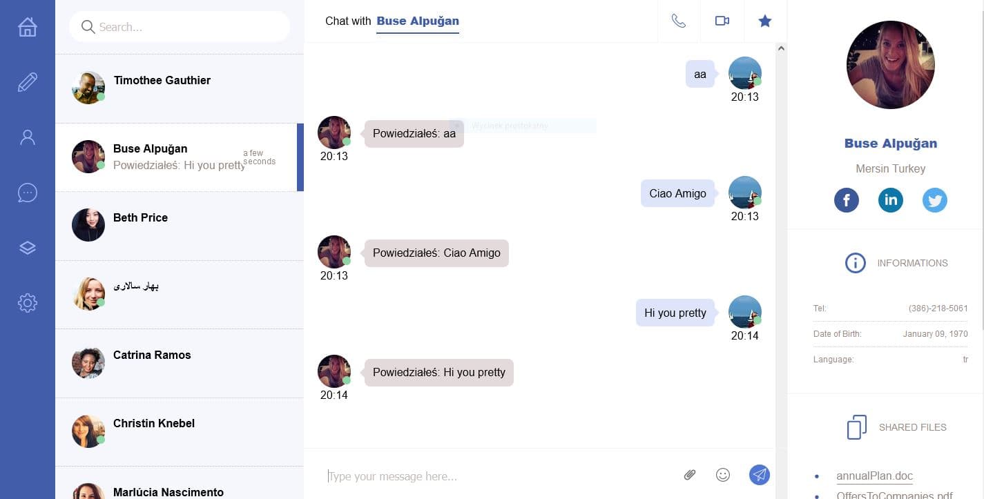 Screenshot of Chat project - slide 1