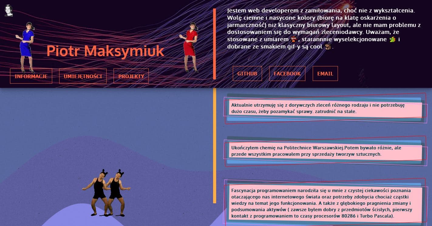 Screenshot of Dancer portfolio project - slide 1