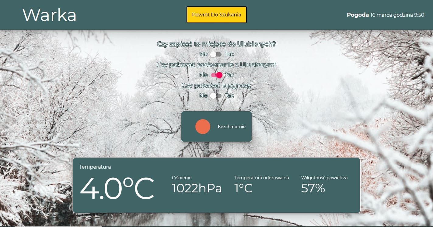 Screenshot of Weather Forecast project - slide 1